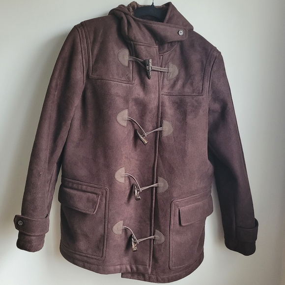 Chaps Faux Suede Toggle Coat Size L - Picture 2 of 5